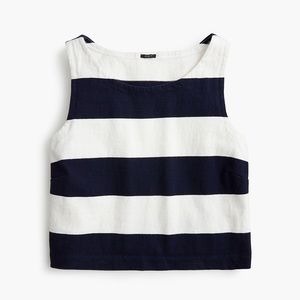 J.Crew Cropped Rugby-Striped Tank Top (Dark Navy and White, XS)